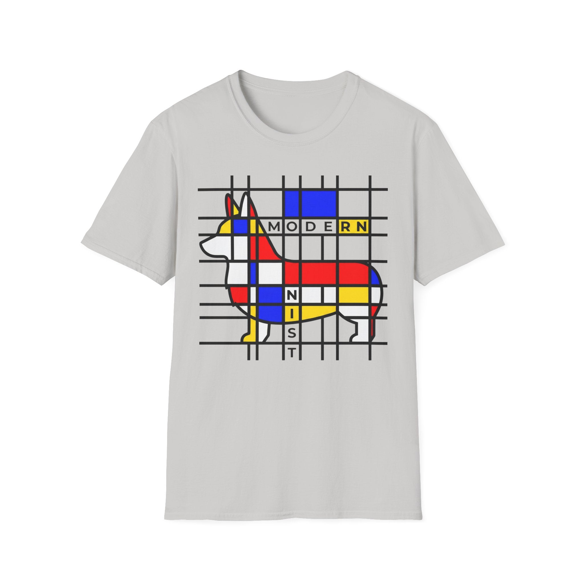 Corgi Modernist T-Shirt — Geometric Mondrian Dog Art Tee