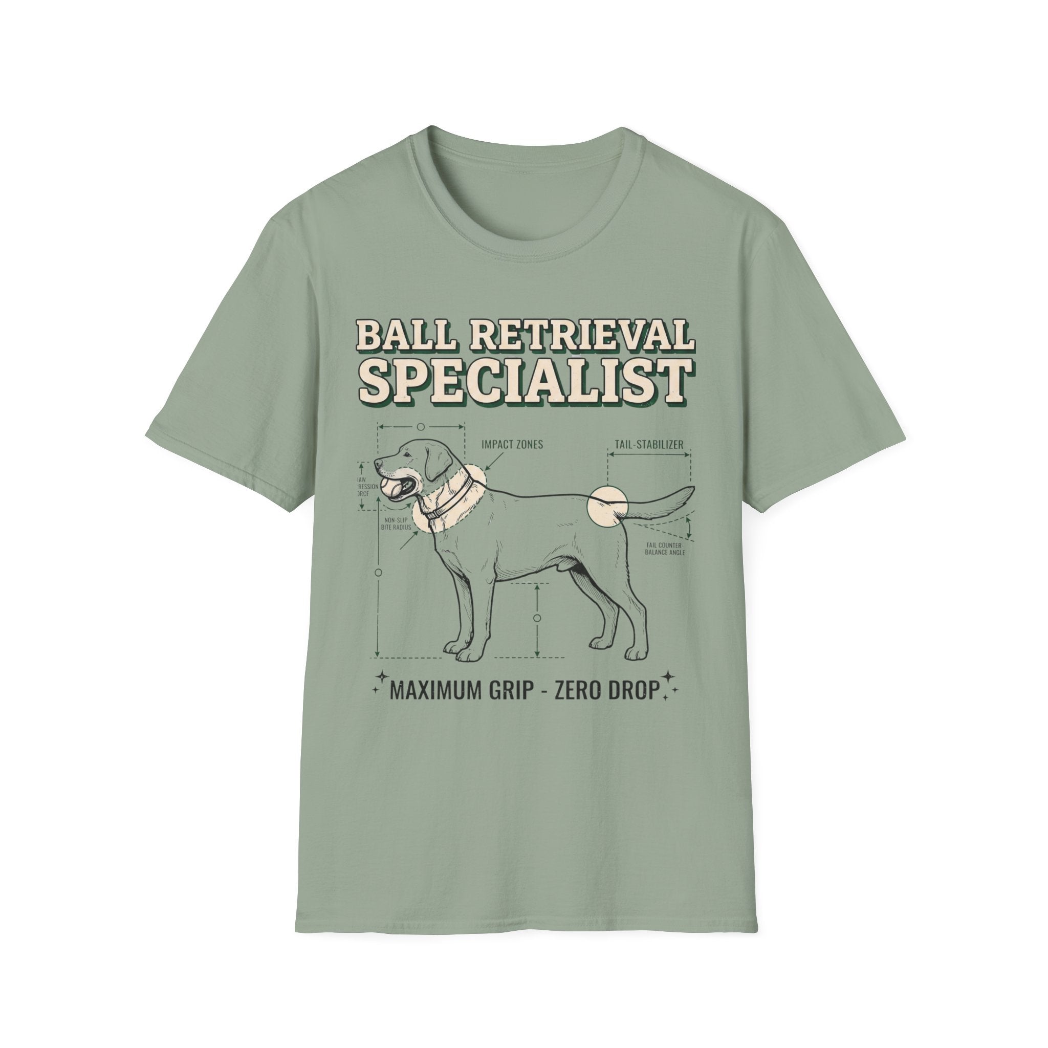Ball Retrieval Specialist T-Shirt — Funny Dog Lover Tee (Maximum Grip, Zero Drop)