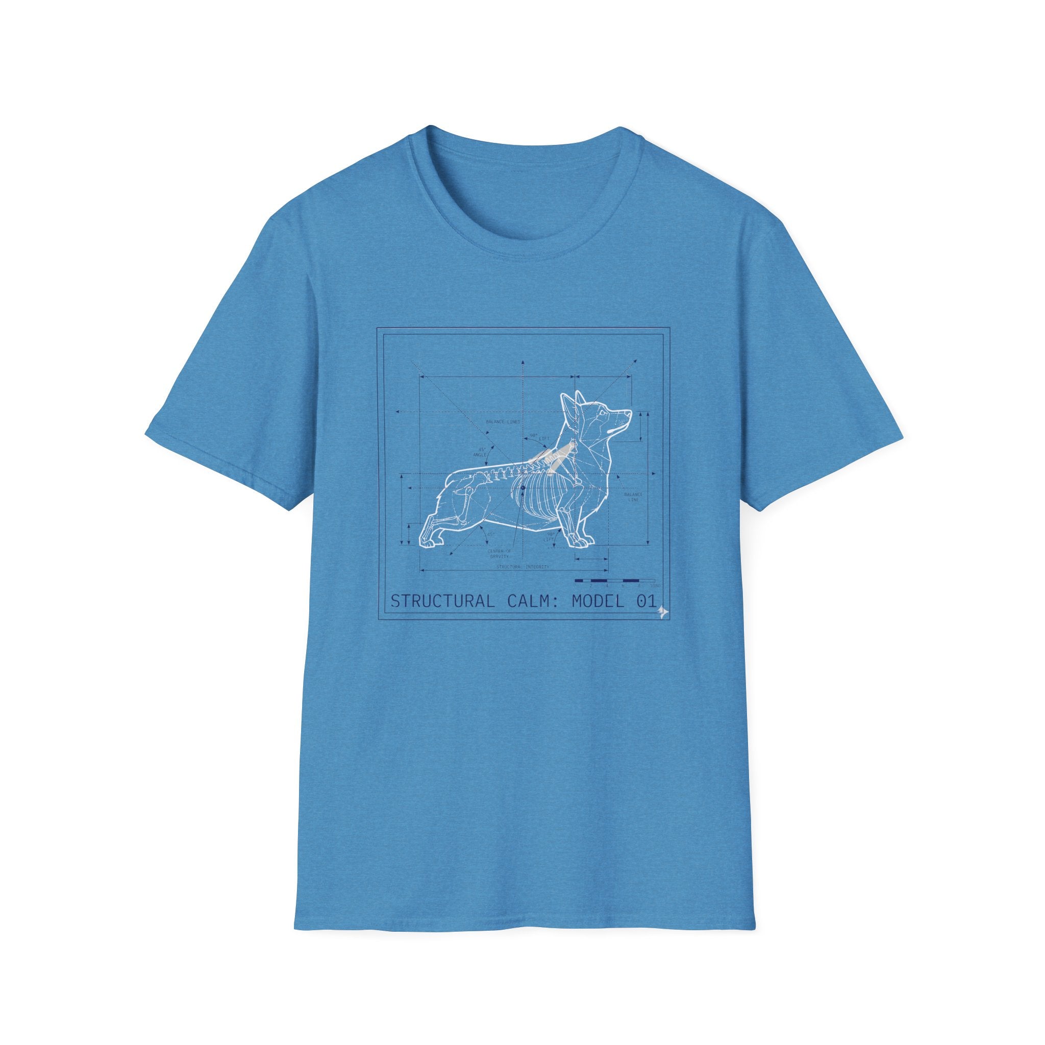 Calm Structural Model Dog T-Shirt — 'Structural Calm Model 01' Minimalist Graphic Tee