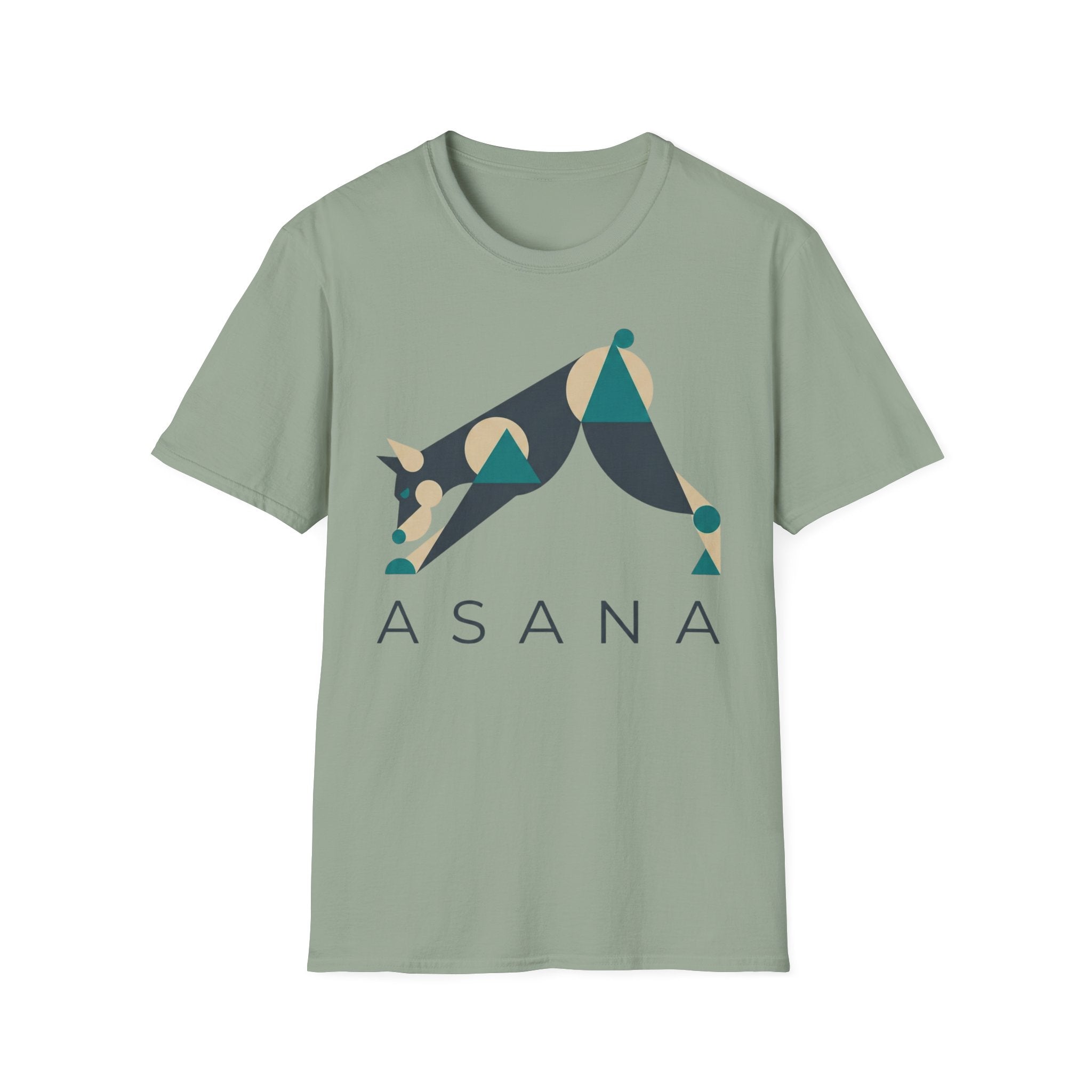 Asana Yoga T-Shirt — Modern Geometric Downward Dog Tee