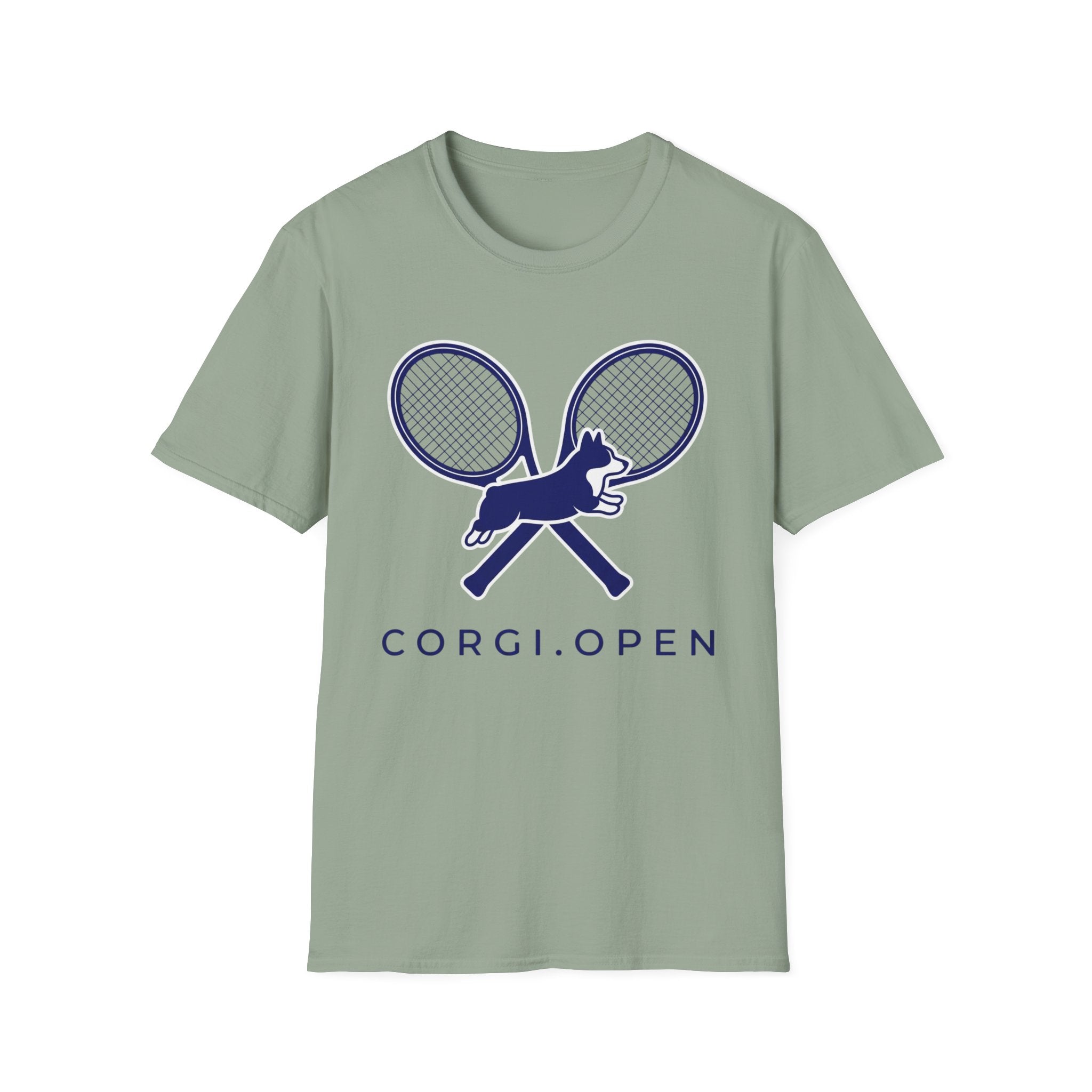 Corgi Open Tennis T-Shirt — Cute Corgi & Racket Graphic Tee