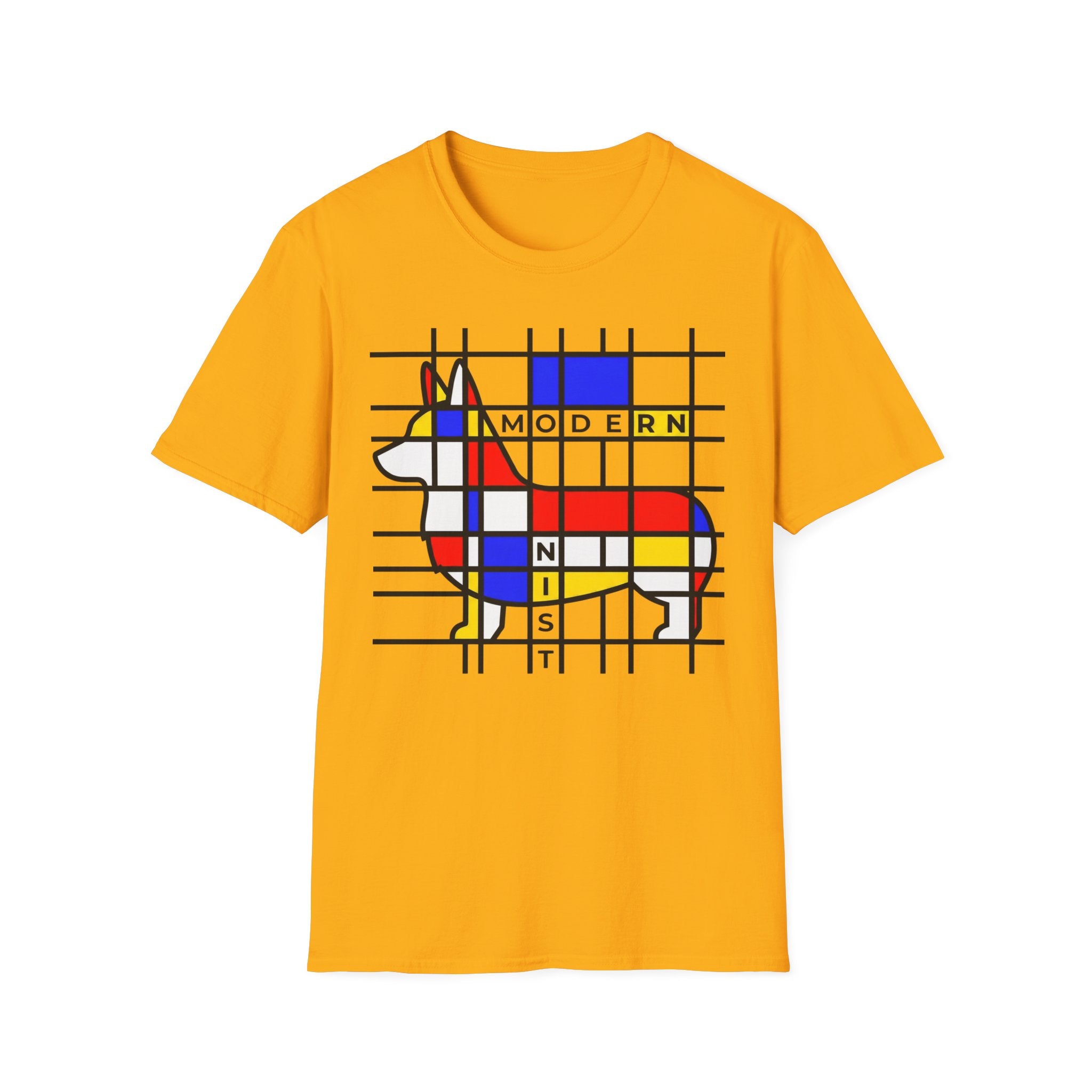 Corgi Modernist T-Shirt — Geometric Mondrian Dog Art Tee