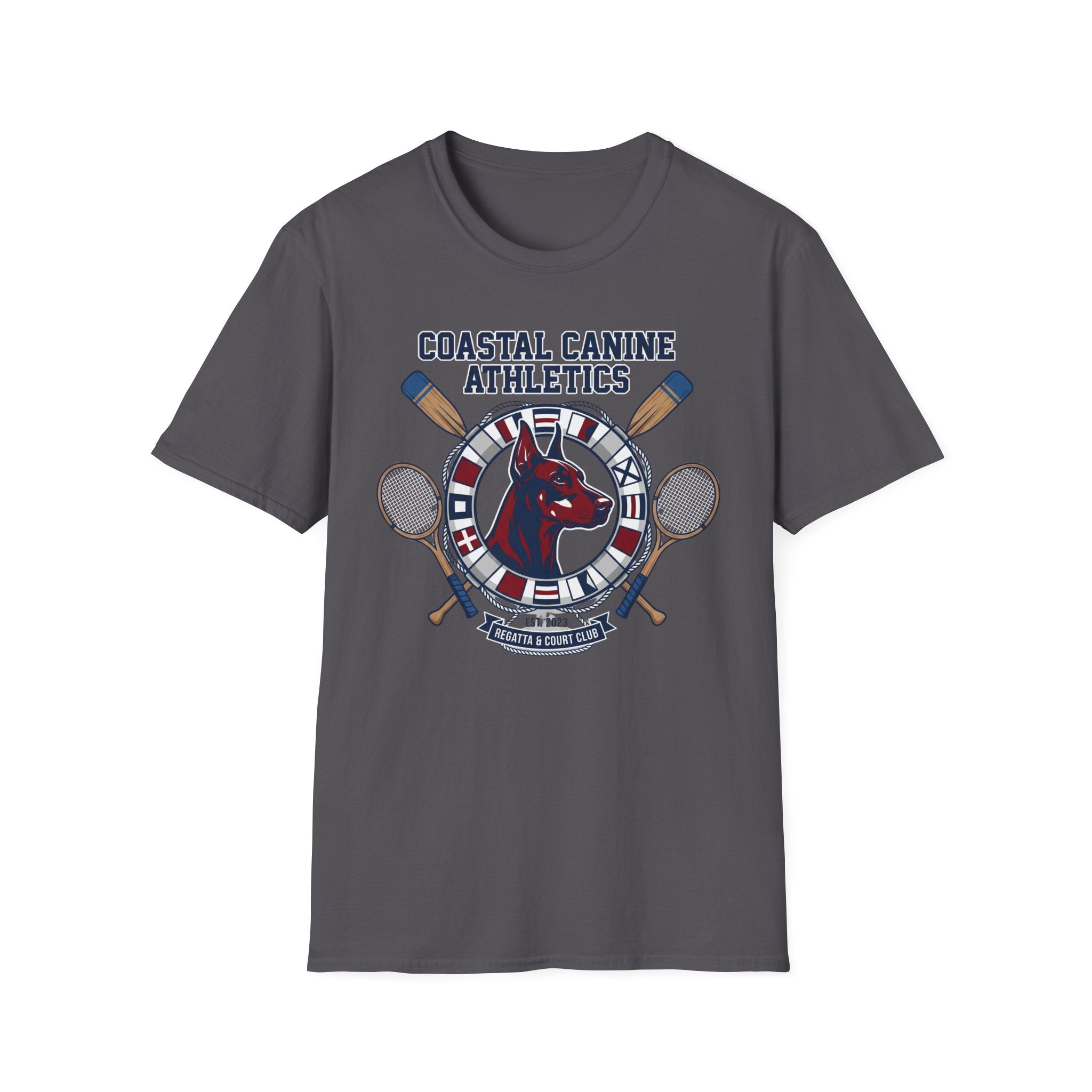 Coastal Canine Athletics T-Shirt — Nautical Doberman Crew Tee