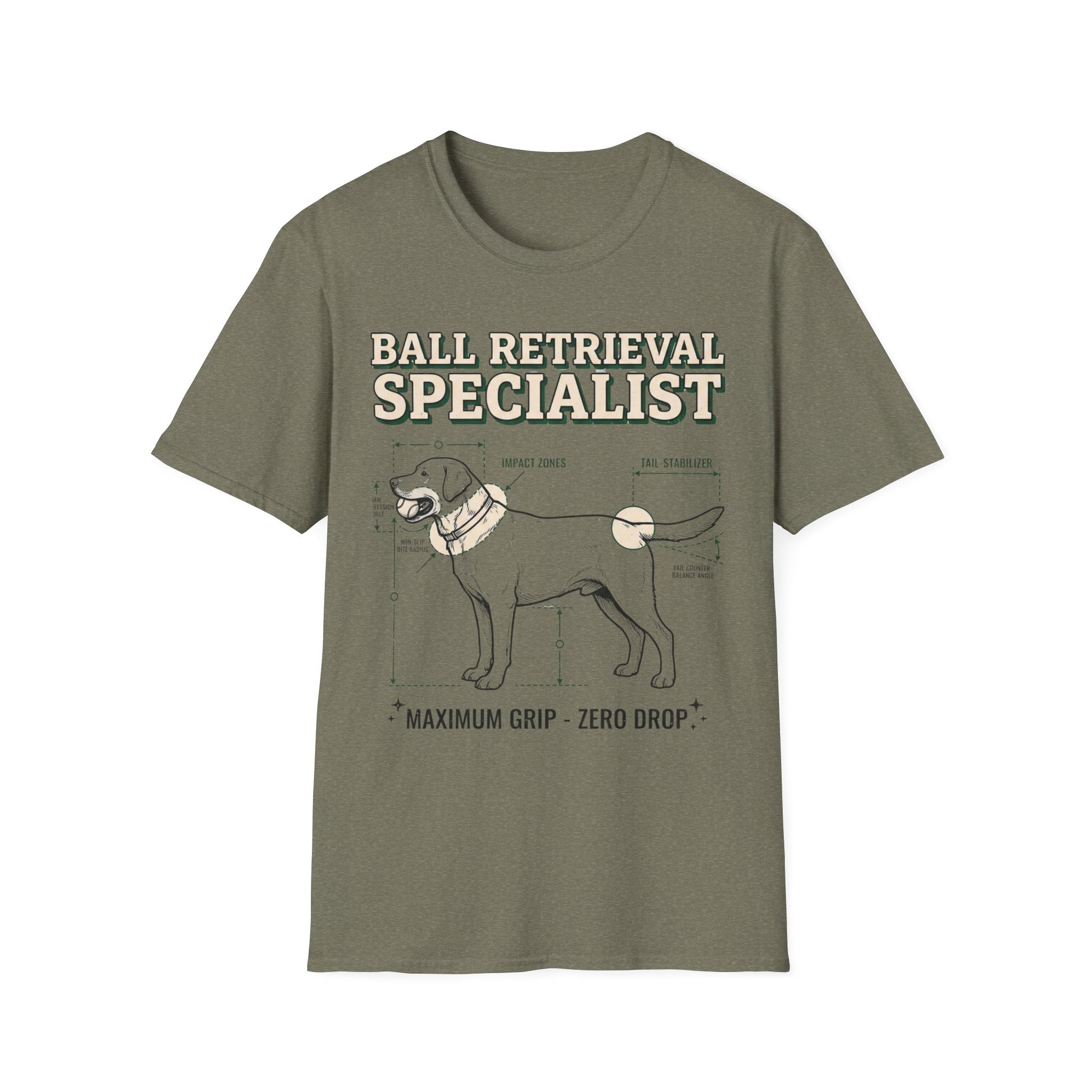 Ball Retrieval Specialist T-Shirt — Funny Dog Lover Tee (Maximum Grip, Zero Drop)