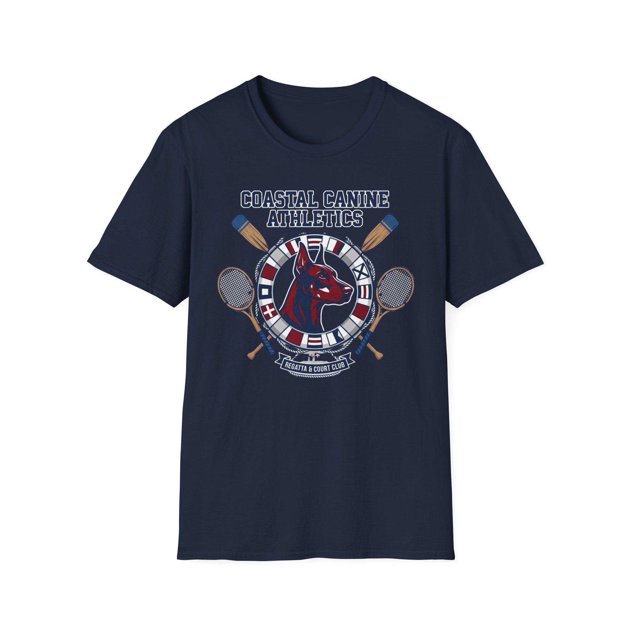 Coastal Canine Athletics T-Shirt — Nautical Doberman Crew Tee