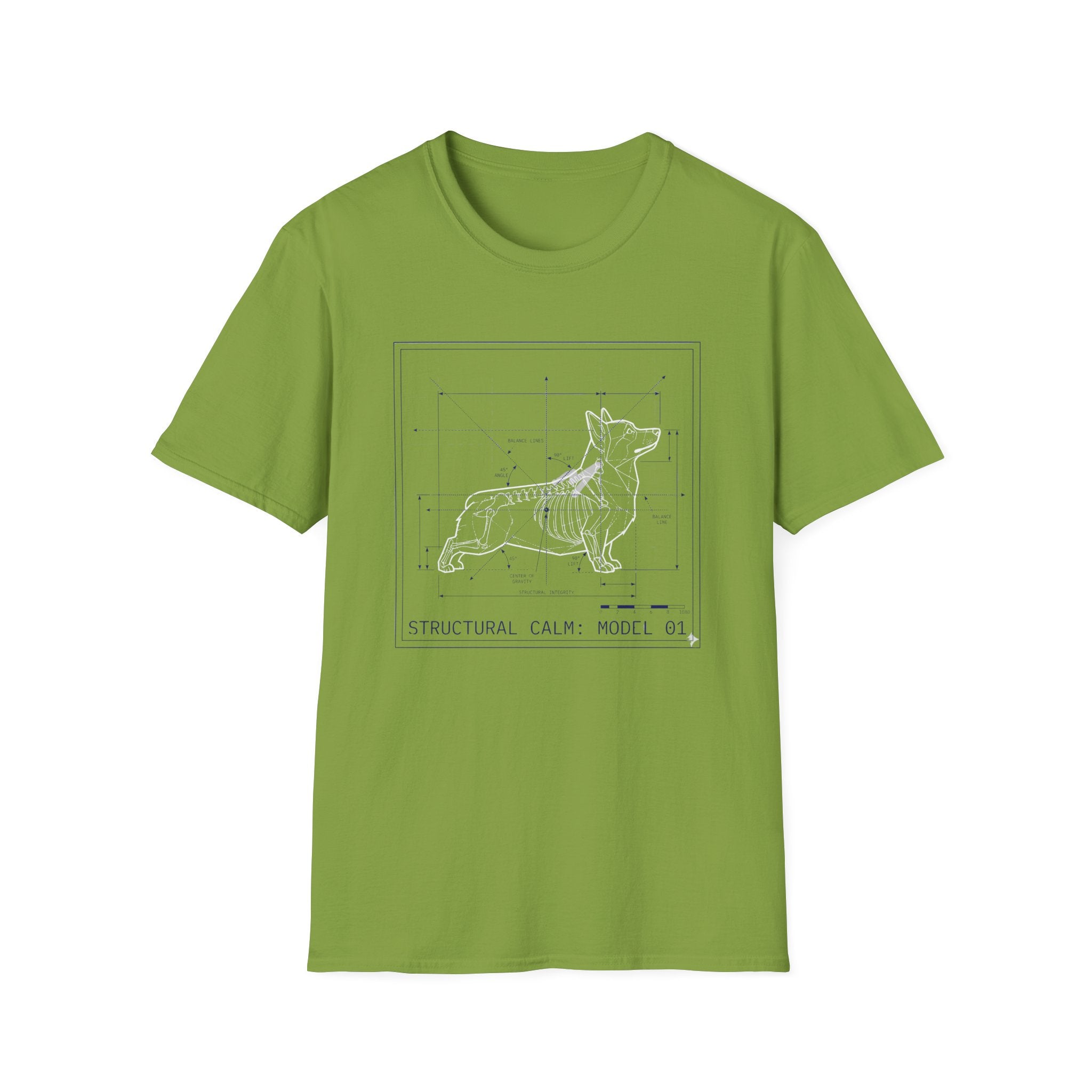 Calm Structural Model Dog T-Shirt — 'Structural Calm Model 01' Minimalist Graphic Tee