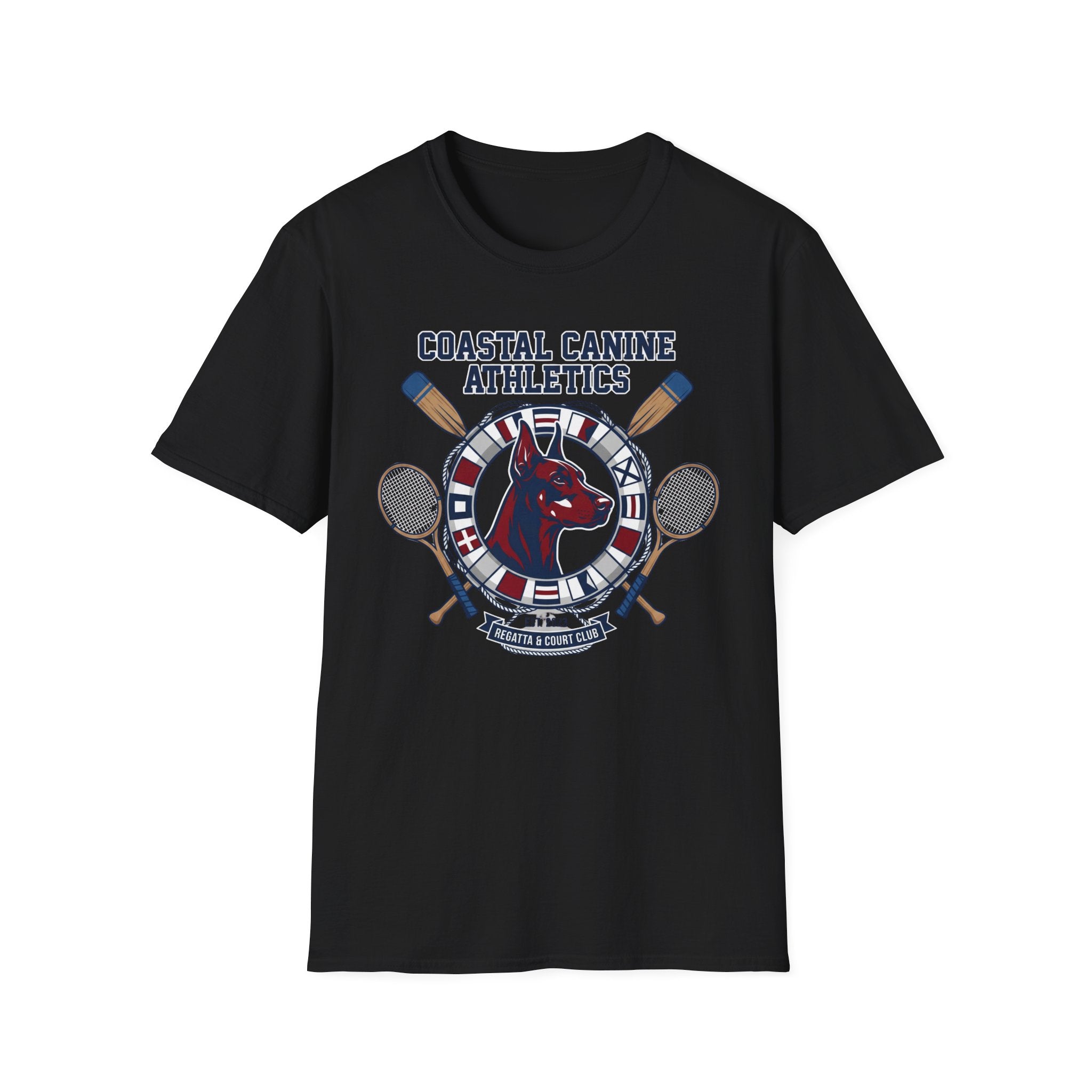 Coastal Canine Athletics T-Shirt — Nautical Doberman Crew Tee