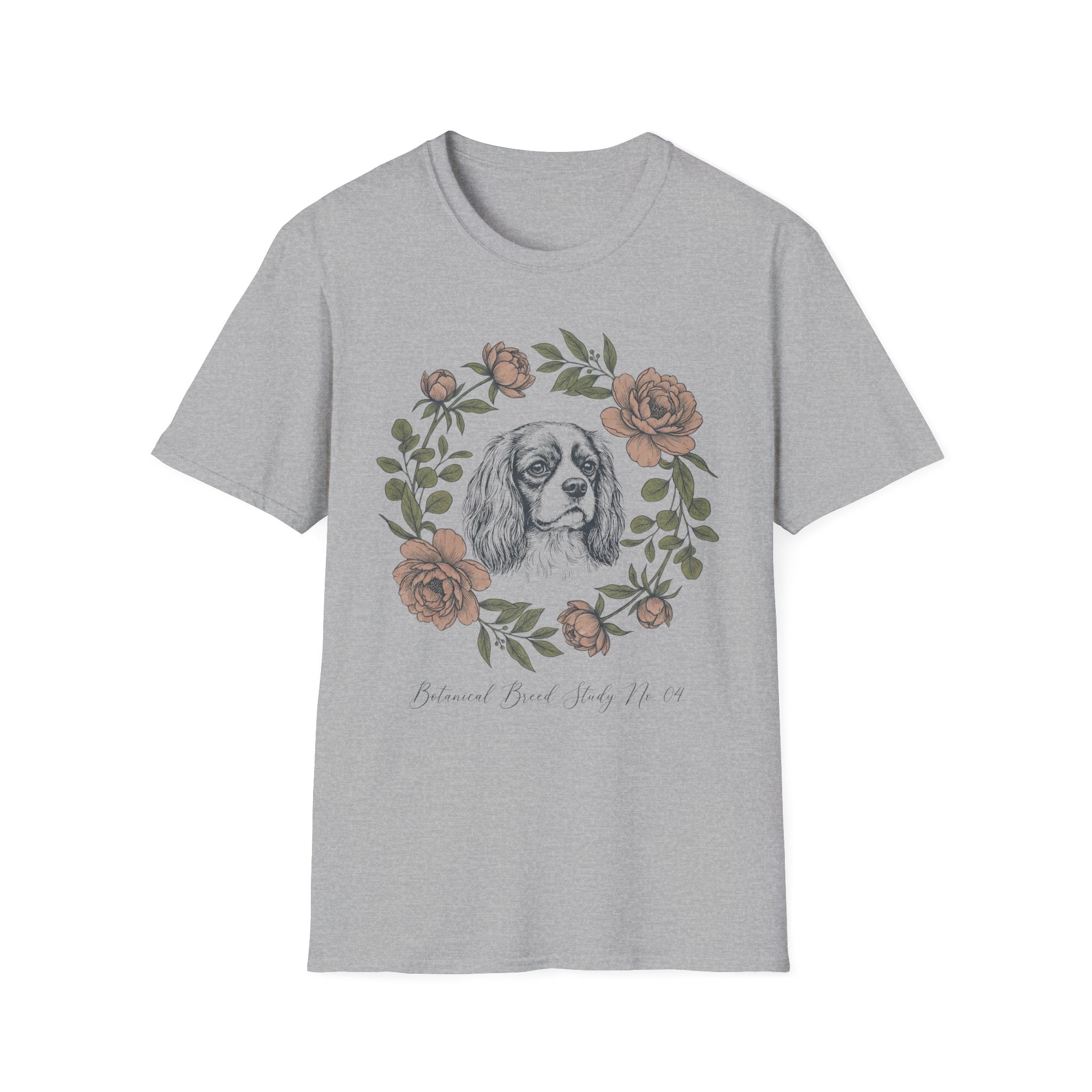 Cavalier King Charles Floral Wreath T-Shirt – Vintage Dog Lover Tee