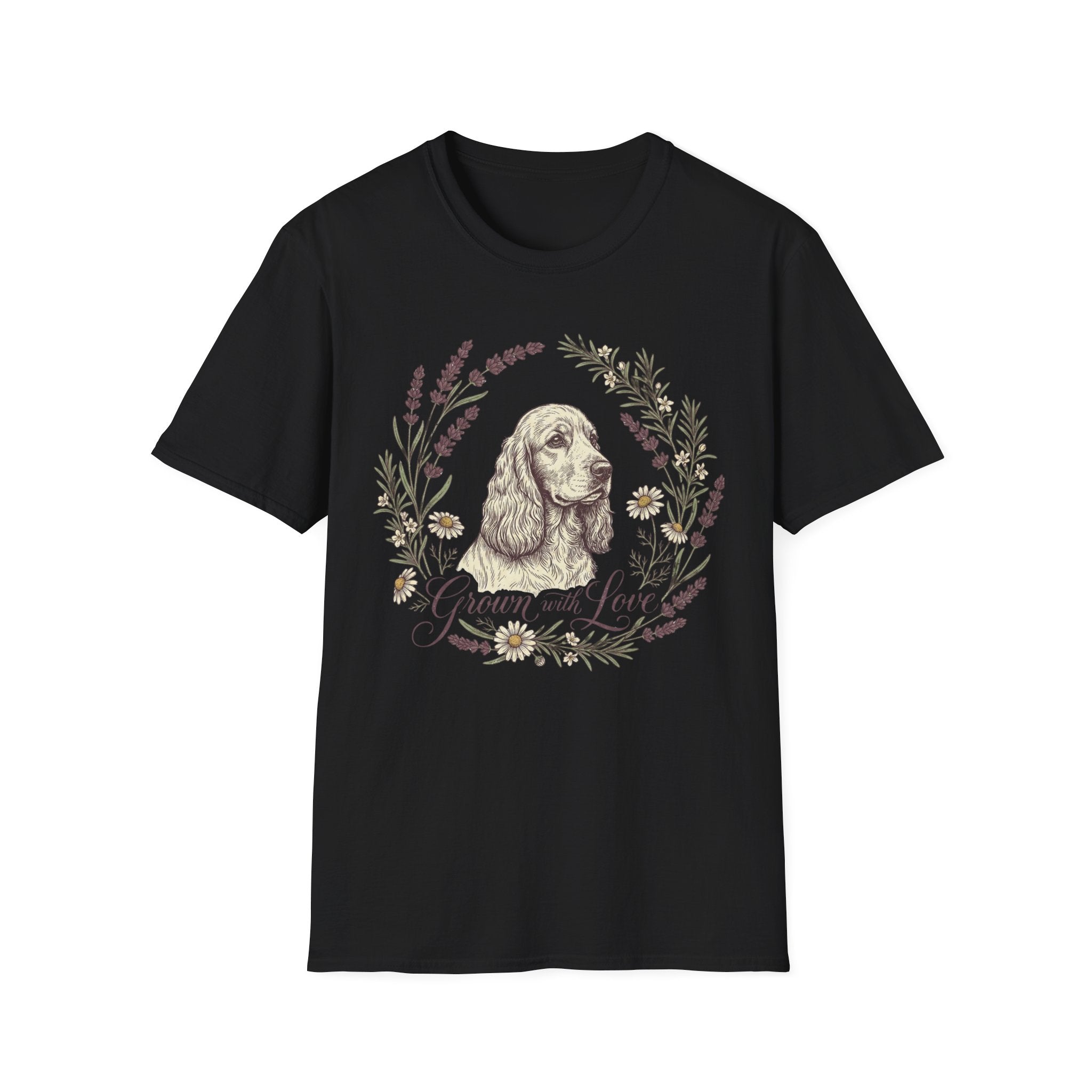 Cocker Spaniel Floral Tee — Vintage Dog Portrait T-Shirt