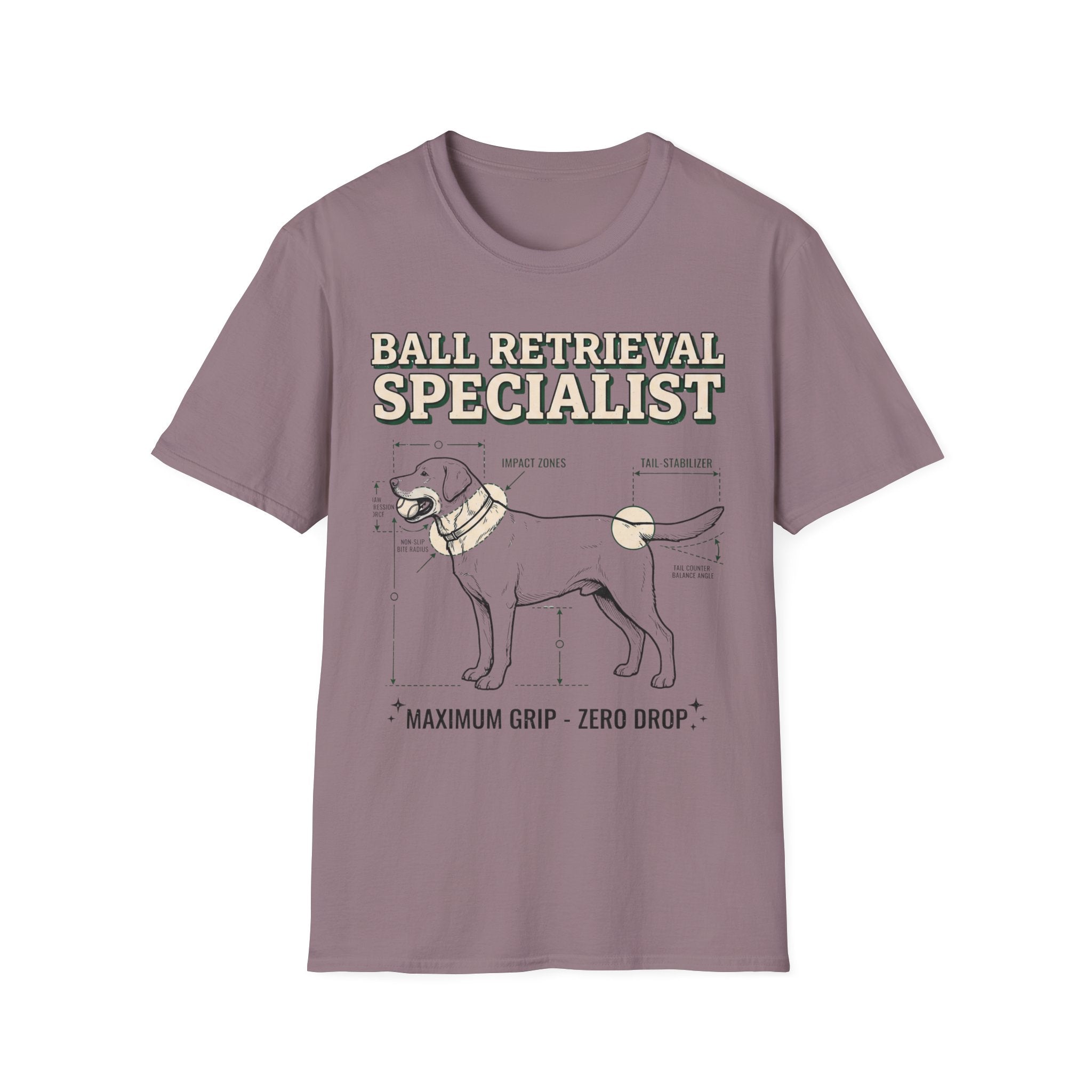 Ball Retrieval Specialist T-Shirt — Funny Dog Lover Tee (Maximum Grip, Zero Drop)