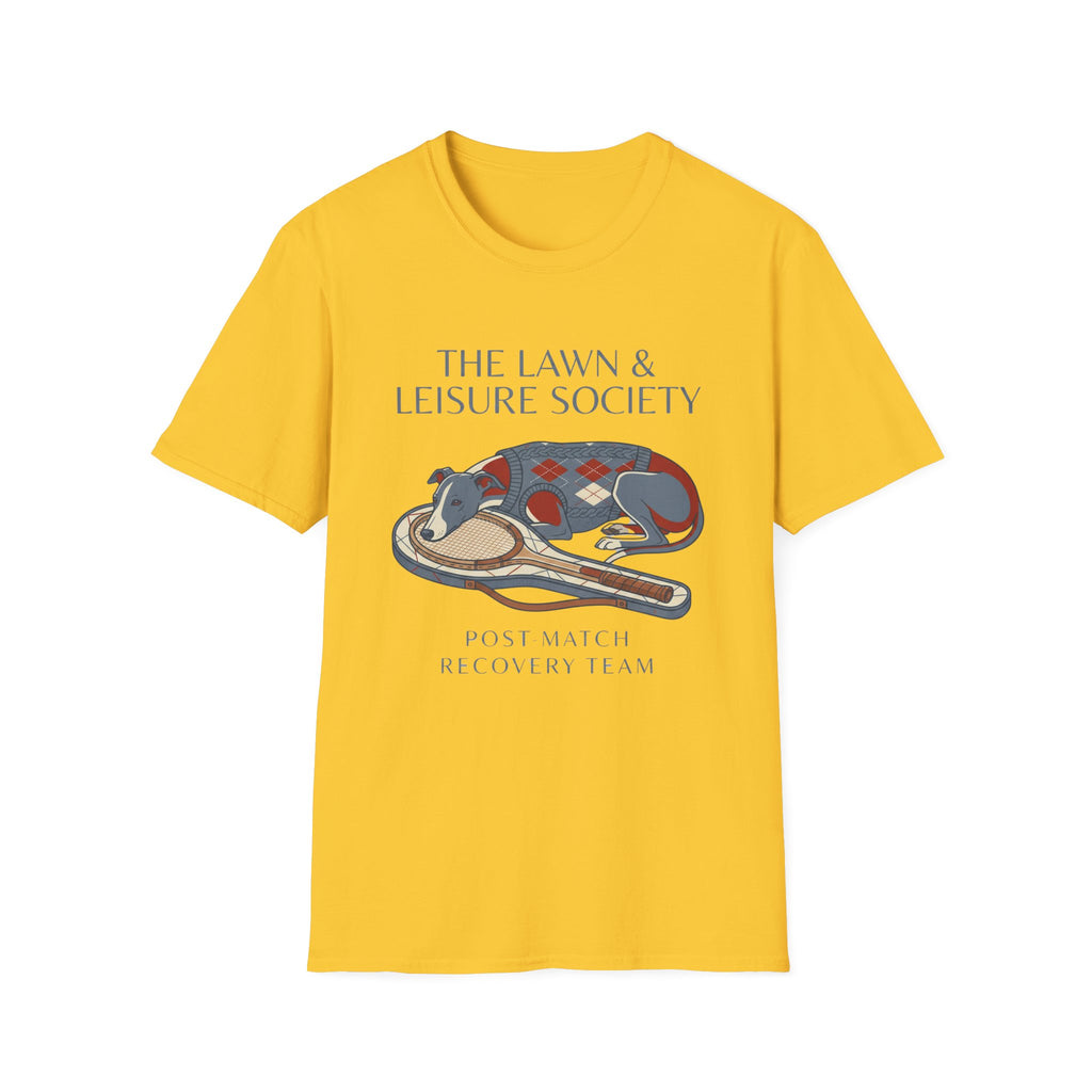 The Lawn & Leisure Society T-Shirt — "Post-Match Recovery Team" Greyhound Graphic Tee