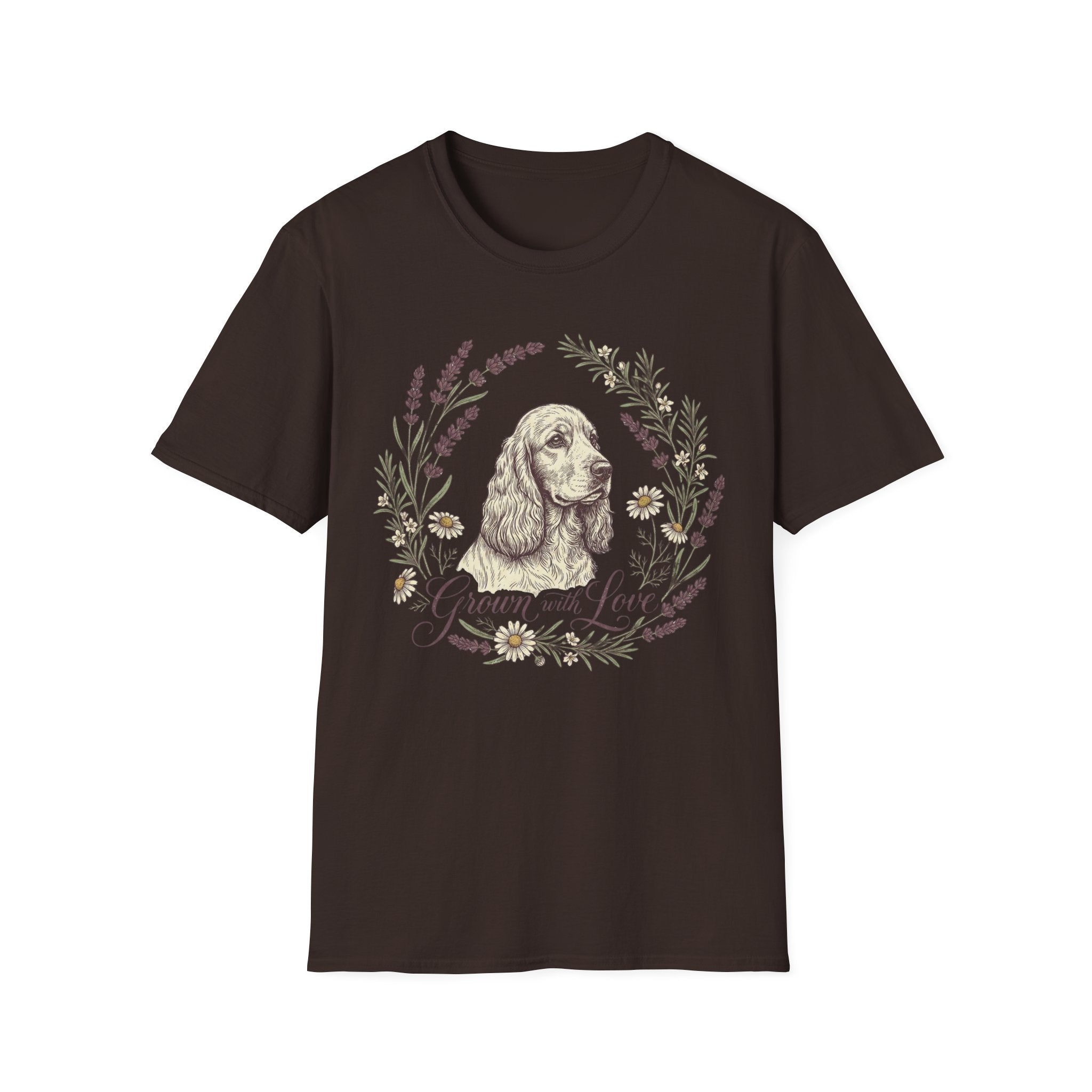 Cocker Spaniel Floral Tee — Vintage Dog Portrait T-Shirt