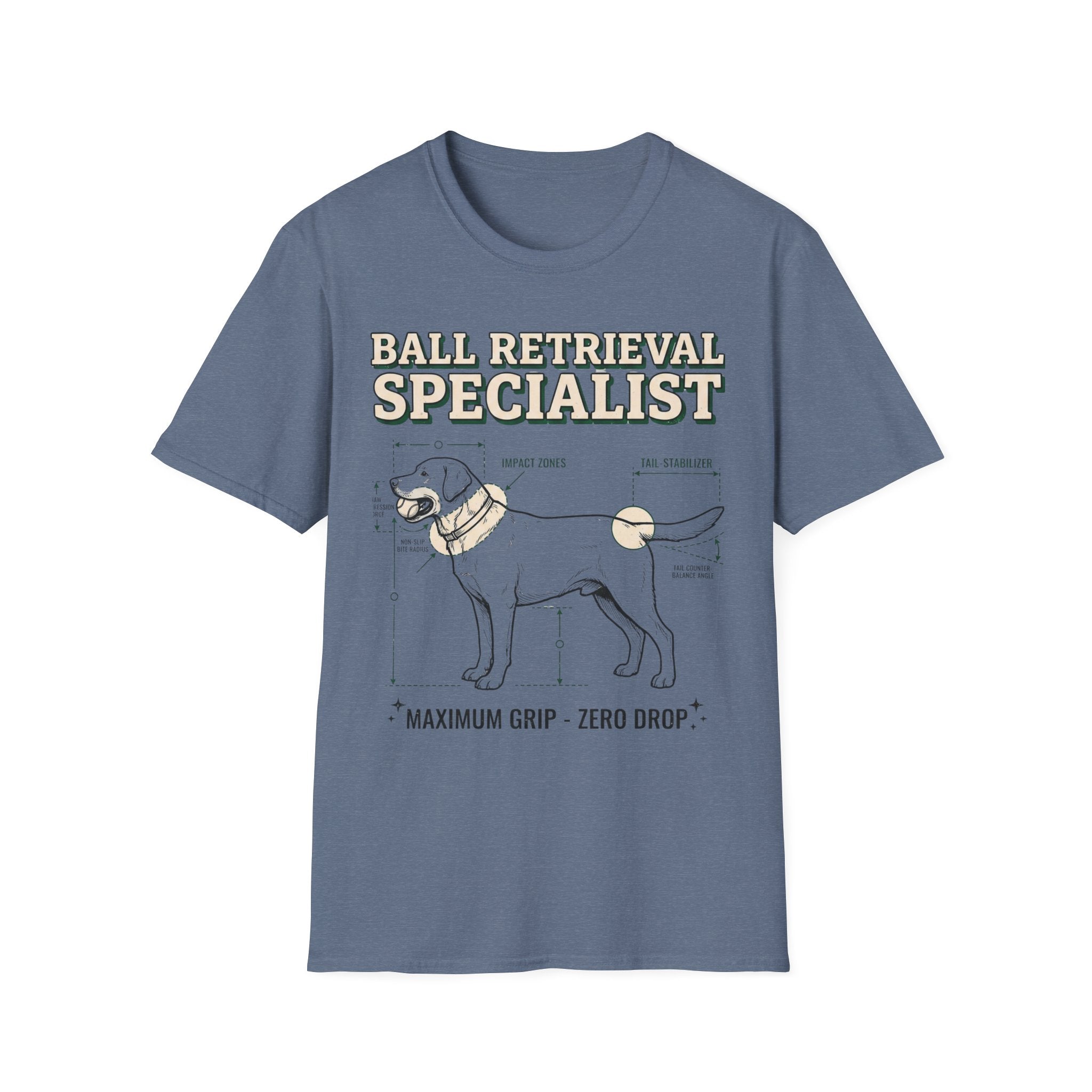 Ball Retrieval Specialist T-Shirt — Funny Dog Lover Tee (Maximum Grip, Zero Drop)