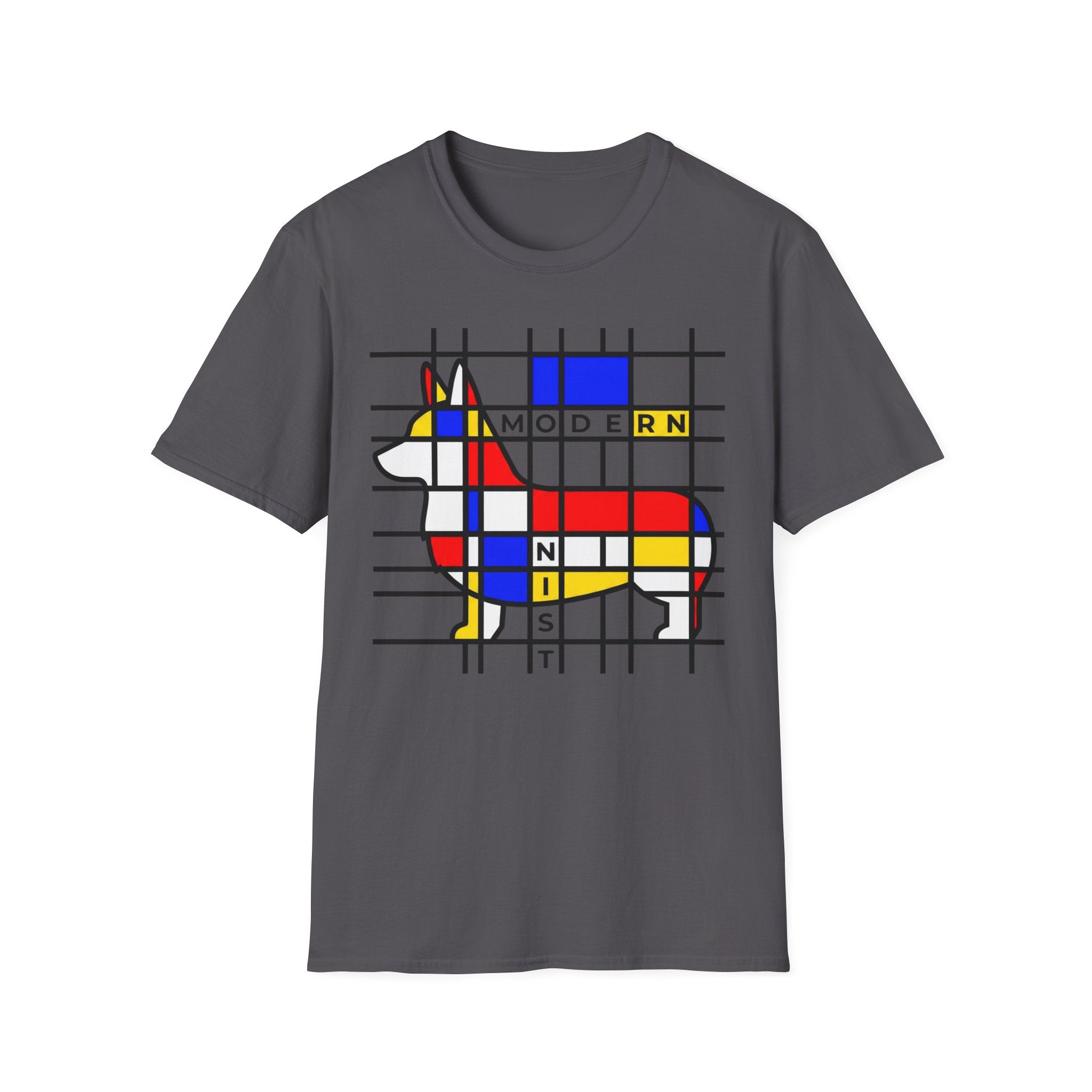 Corgi Modernist T-Shirt — Geometric Mondrian Dog Art Tee