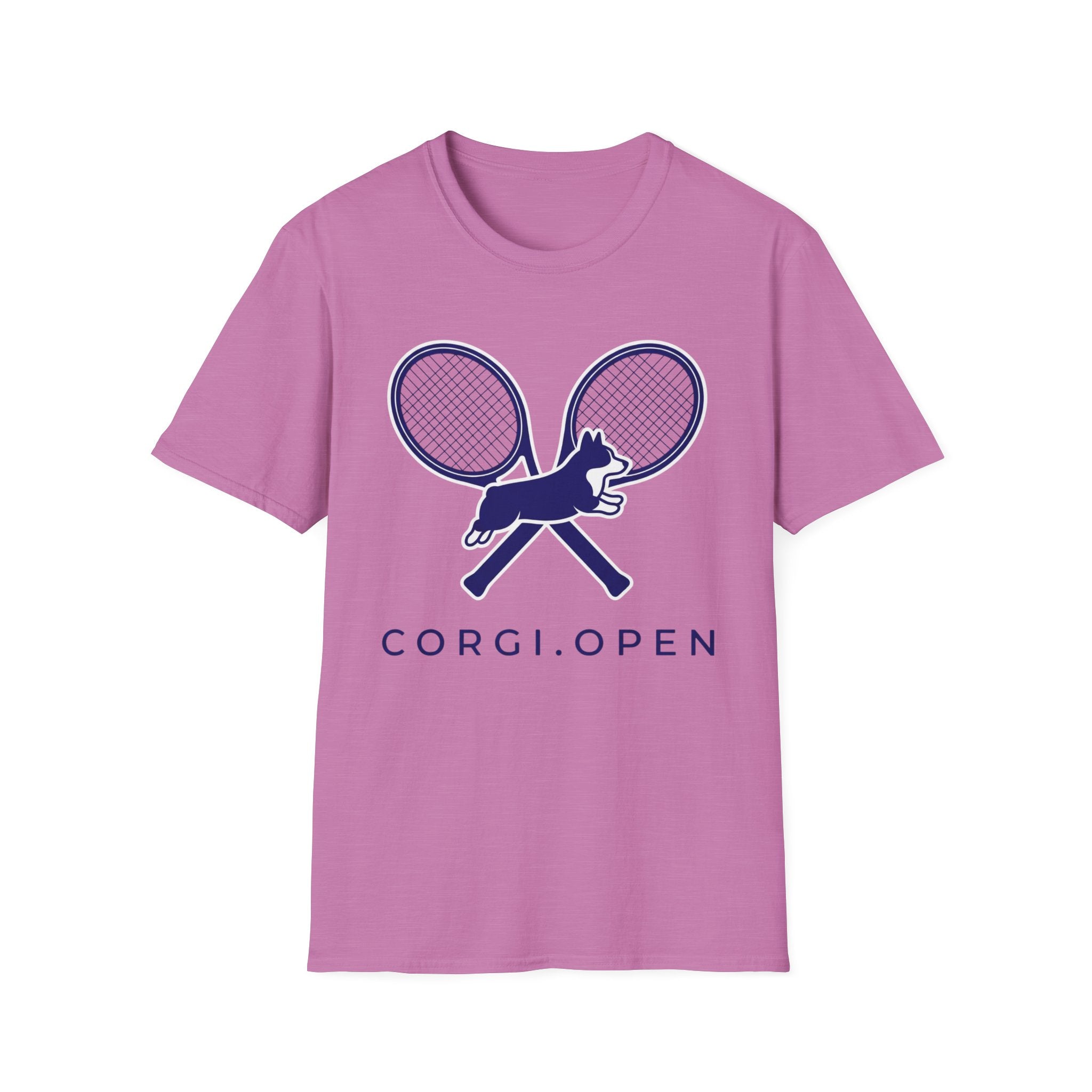 Corgi Open Tennis T-Shirt — Cute Corgi & Racket Graphic Tee