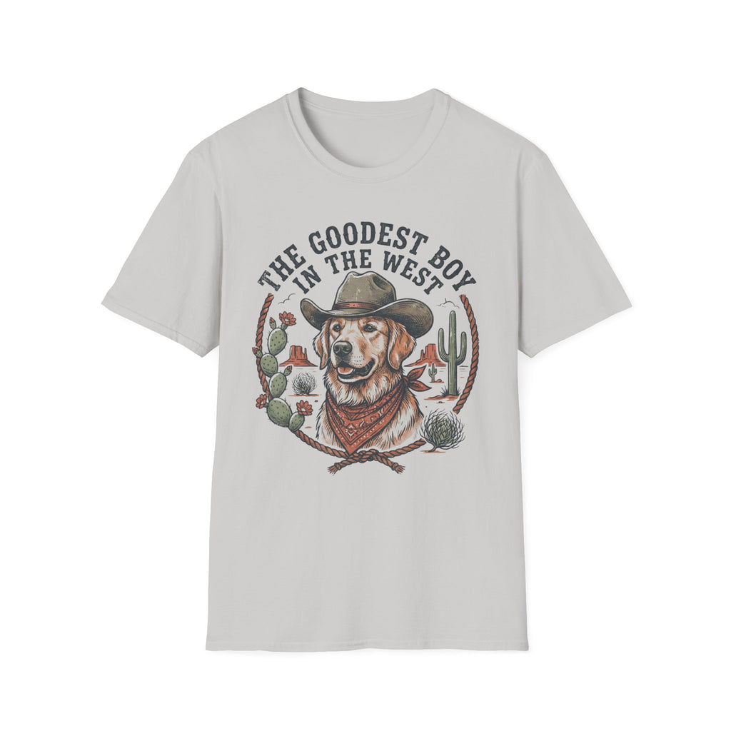 T-Shirt — "The Goodest Boy in the West" Cowboy Dog Graphic Tee