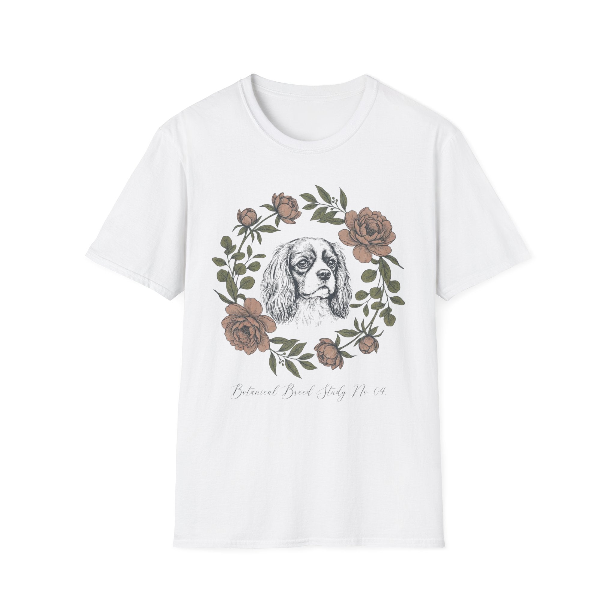 Cavalier King Charles Floral Wreath T-Shirt – Vintage Dog Lover Tee