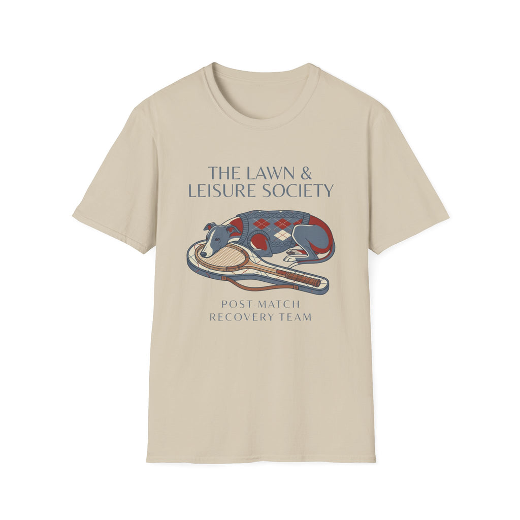 The Lawn & Leisure Society T-Shirt — "Post-Match Recovery Team" Greyhound Graphic Tee