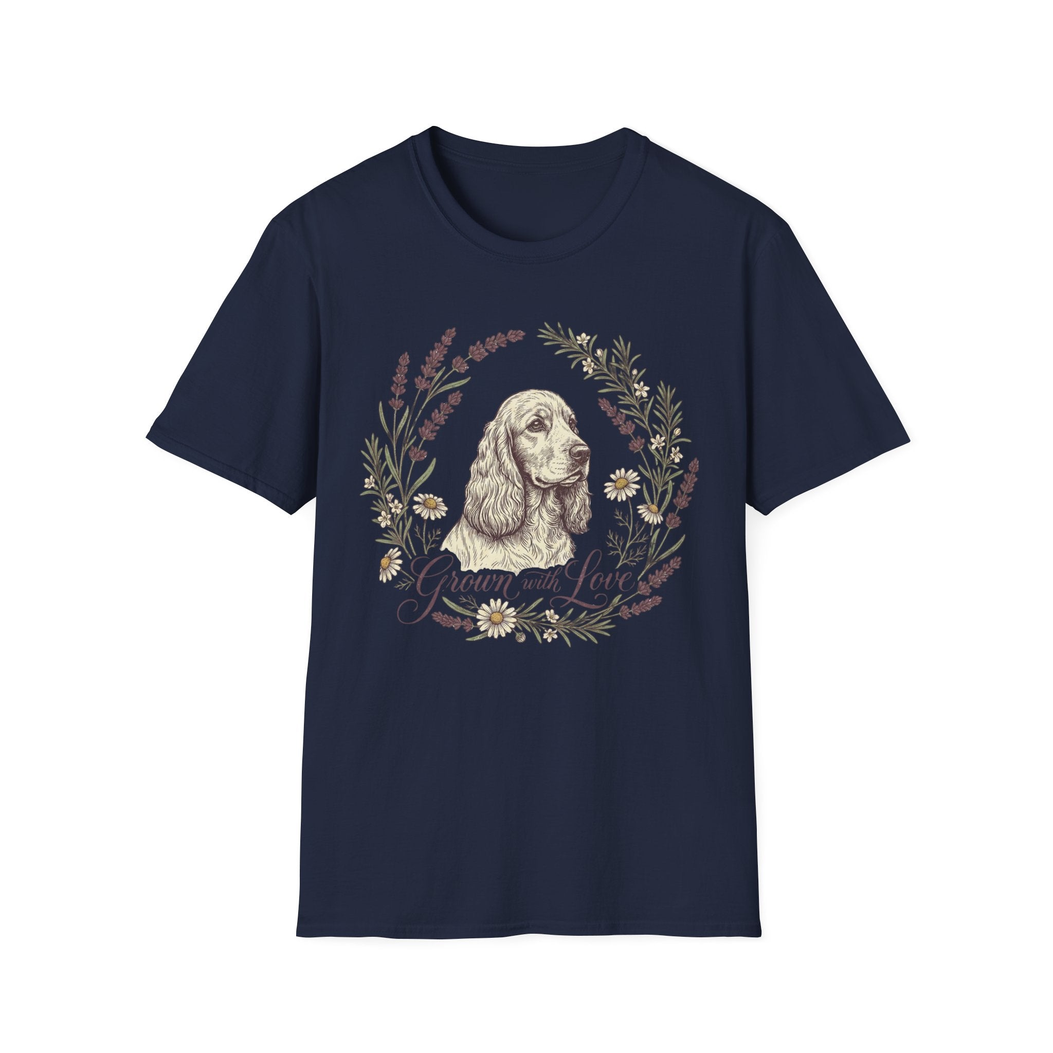 Cocker Spaniel Floral Tee — Vintage Dog Portrait T-Shirt