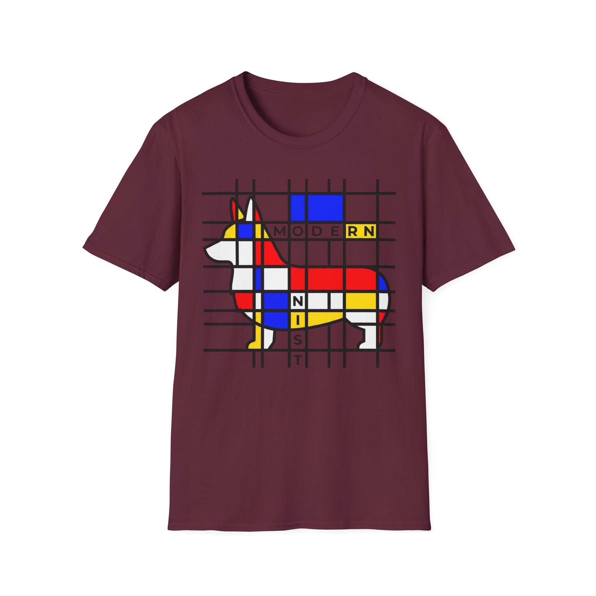 Corgi Modernist T-Shirt — Geometric Mondrian Dog Art Tee
