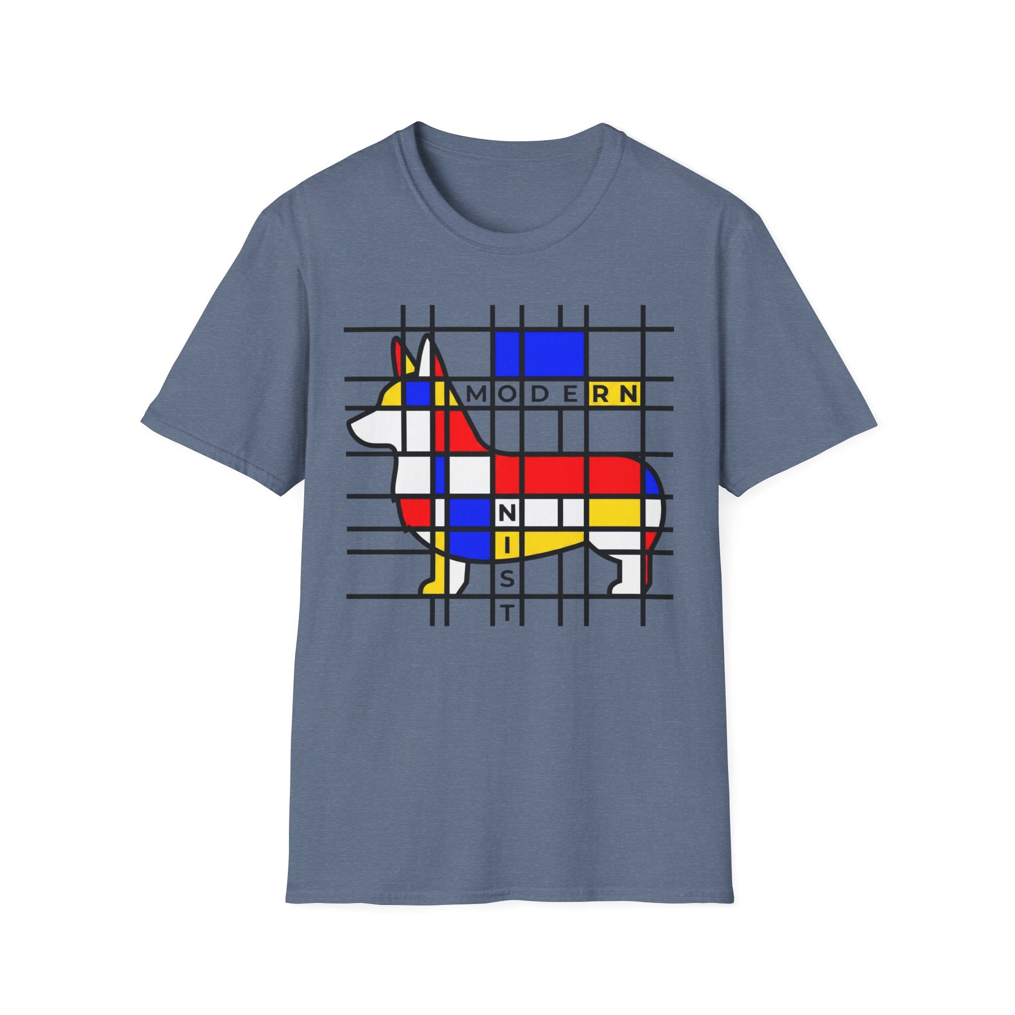 Corgi Modernist T-Shirt — Geometric Mondrian Dog Art Tee