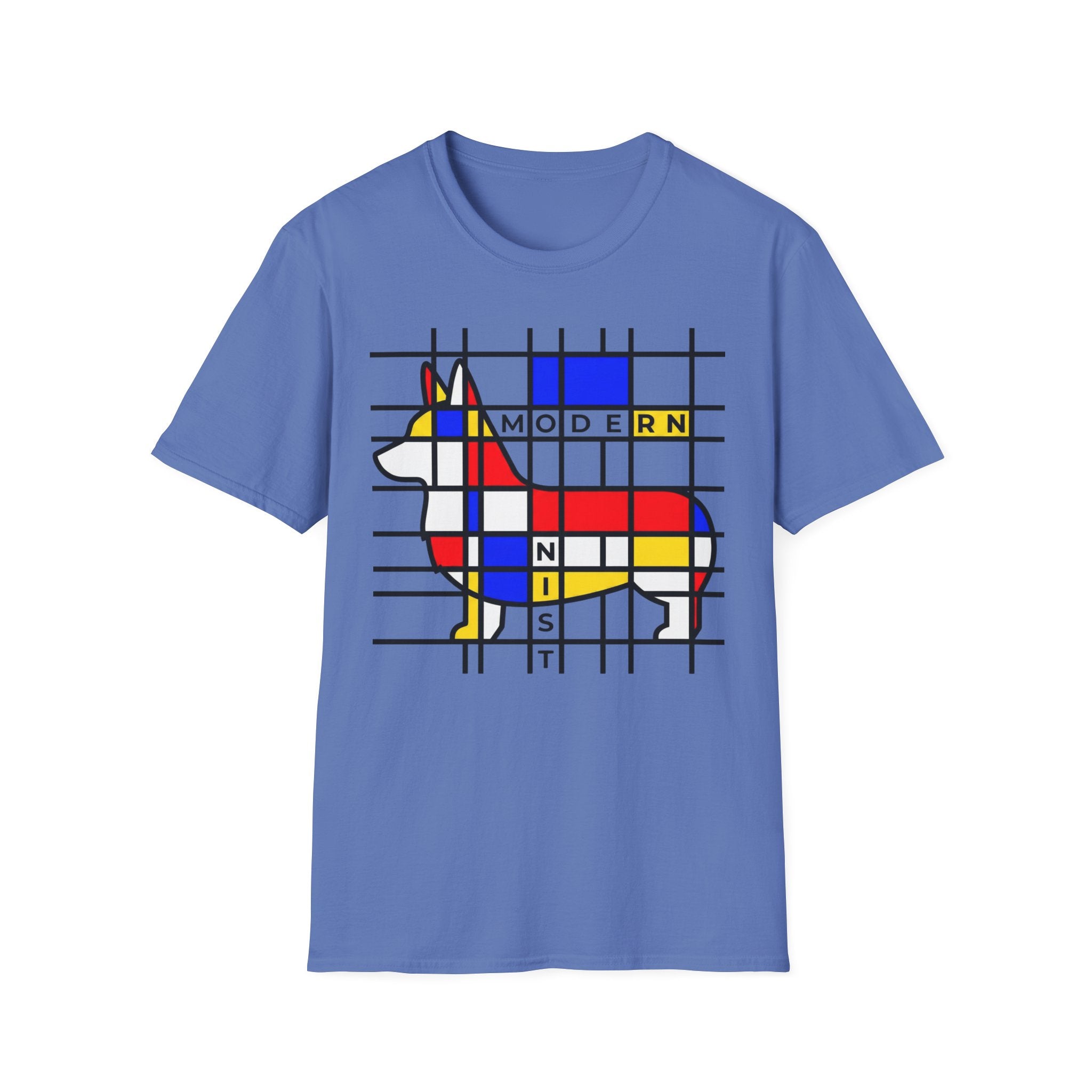 Corgi Modernist T-Shirt — Geometric Mondrian Dog Art Tee