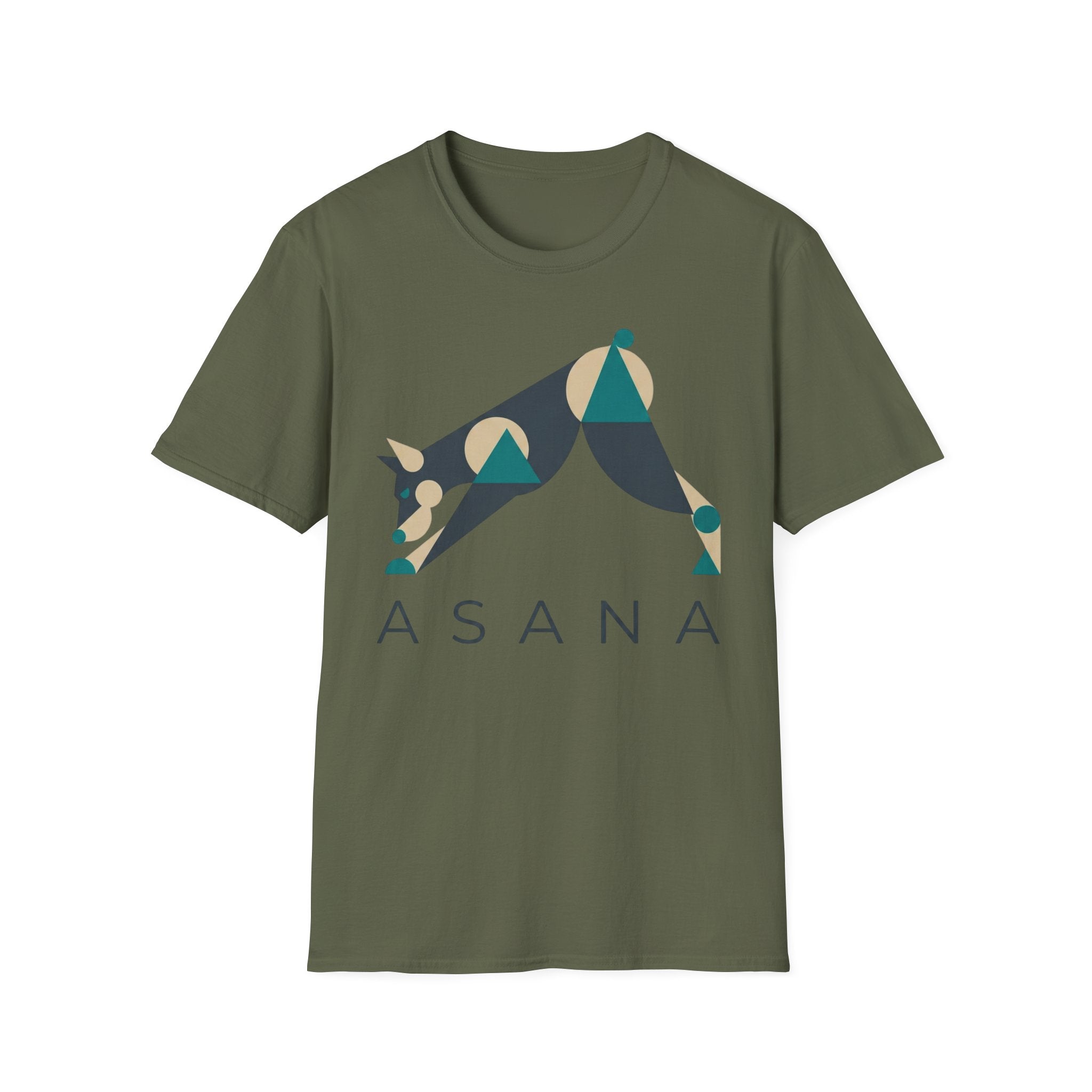 Asana Yoga T-Shirt — Modern Geometric Downward Dog Tee